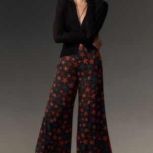 FARM Rio Black and Orange Wide Leg Pants